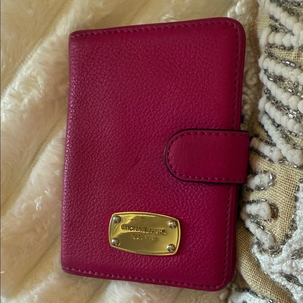 Michael Kors Pink Wallet with Gold Logo
